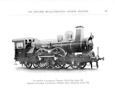 <b>Locomotive à voyageurs, Express des Chemins de fer de l'Etat Belge</b><br>Type 12